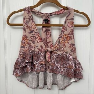 AE Studio Floral Ruffle Crop Top | Women’s M | Boho